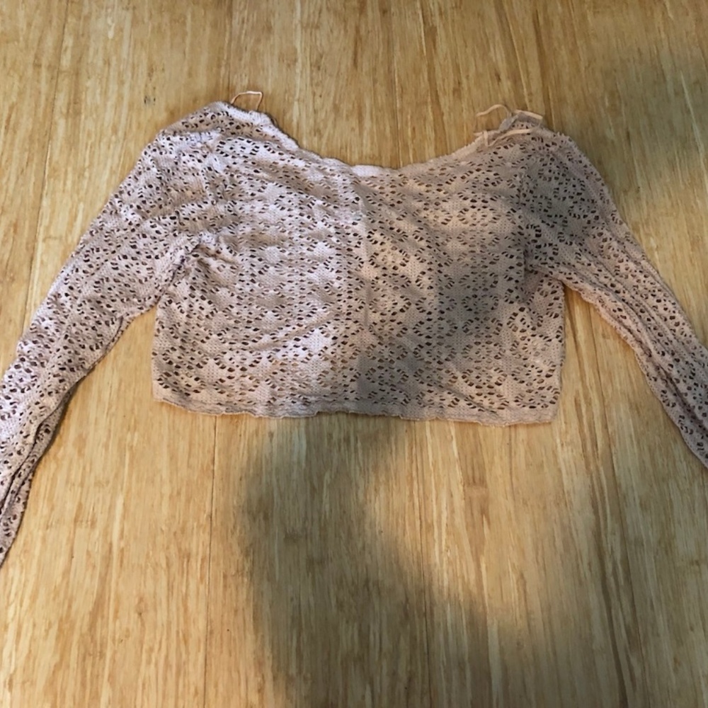 Free People taupe lace crop top